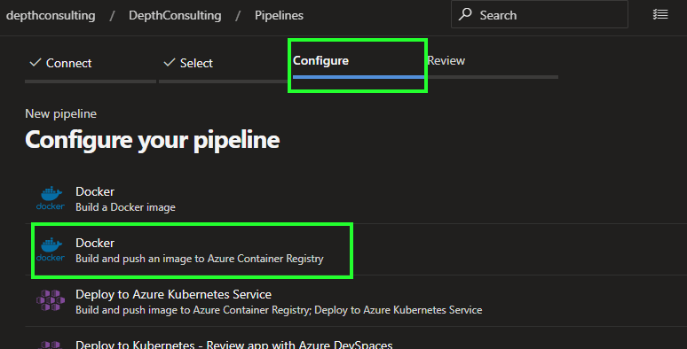 Configure the pipeline