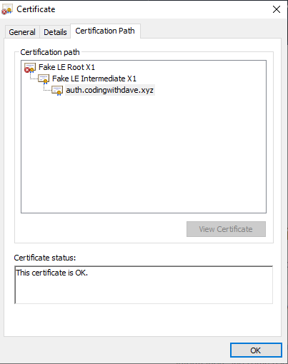 ALet's Encrypt Staging Certificate Path