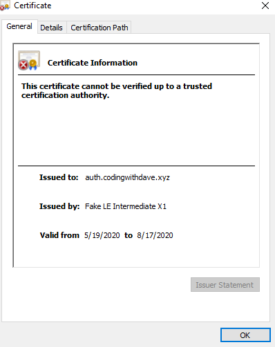 Let's Encrypt Staging Certificate